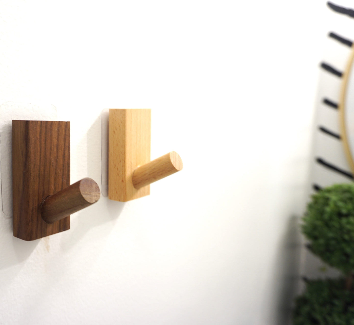 Sleek Wood Wall Hooks: Modern Home Organization, Set of 3