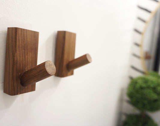 Sleek Wood Wall Hooks: Modern Home Organization, Set of 3