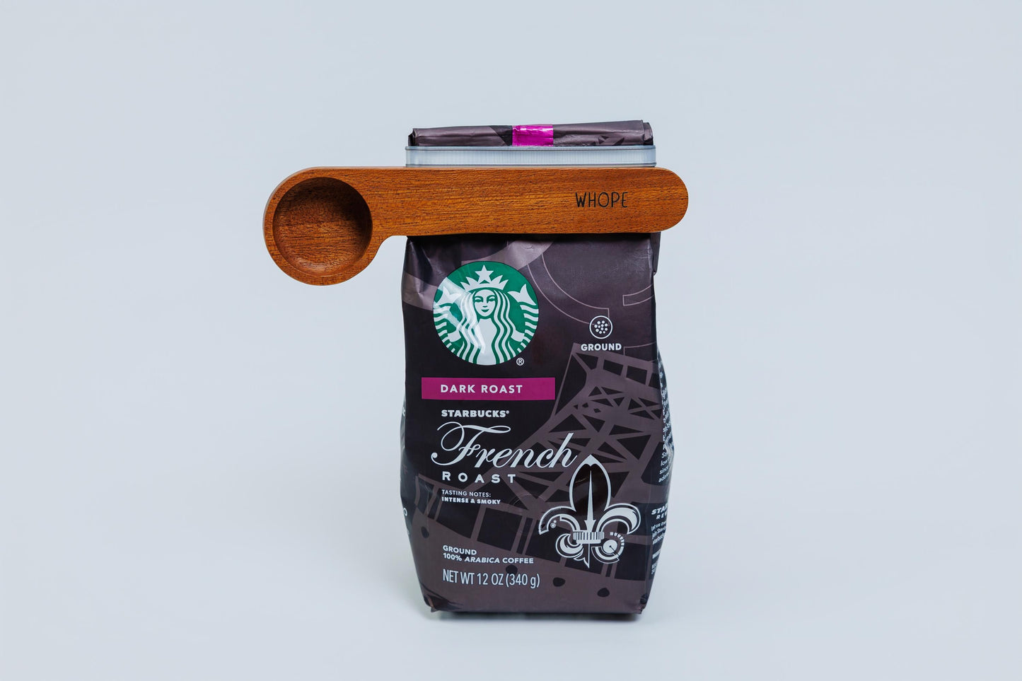 Dual Function Wooden Coffee Scoop and Bag Clip