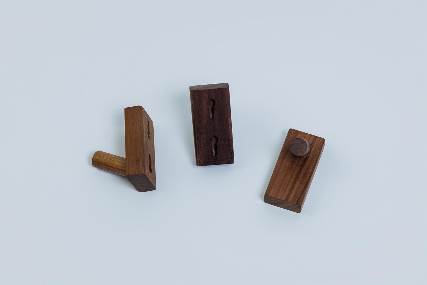 Sleek Wood Wall Hooks: Modern Home Organization, Set of 3